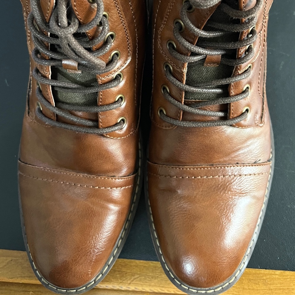 Steve Madden Men's Zipper Combat Boot Brown, US 8.5